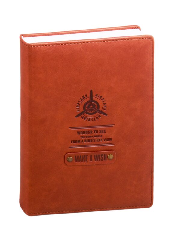 Ежедневник недат. А5 160л Airplane коричневый, иск.кожа, обл.поролон, декор.нашивка, ляссе