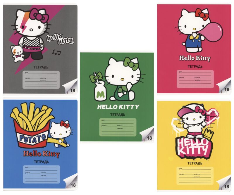 Тетрадь в клетку Hello Kitty, 18 листов, в ассортименте
