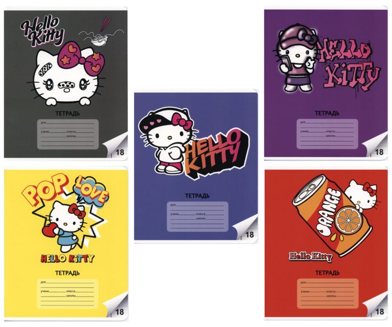 Тетрадь в линейку Hello Kitty, 18 листов, в ассортименте