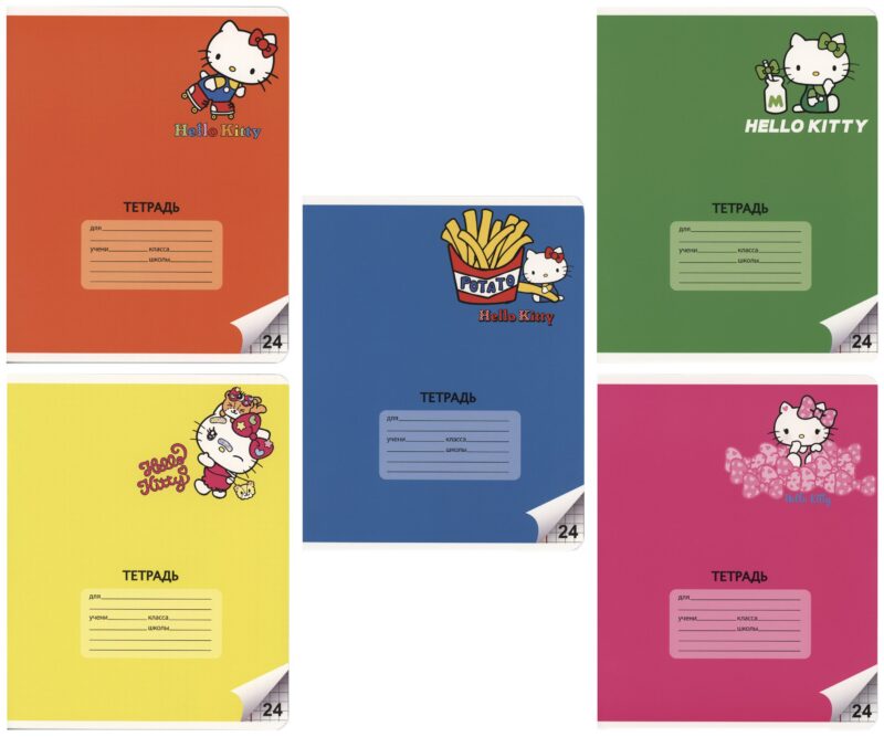 Тетрадь в клетку Hello Kitty, 24 листа, в ассортименте