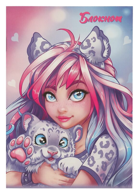 Блокнот в линейку Феникс+, "Девушка с барсом", А6, 40 листов