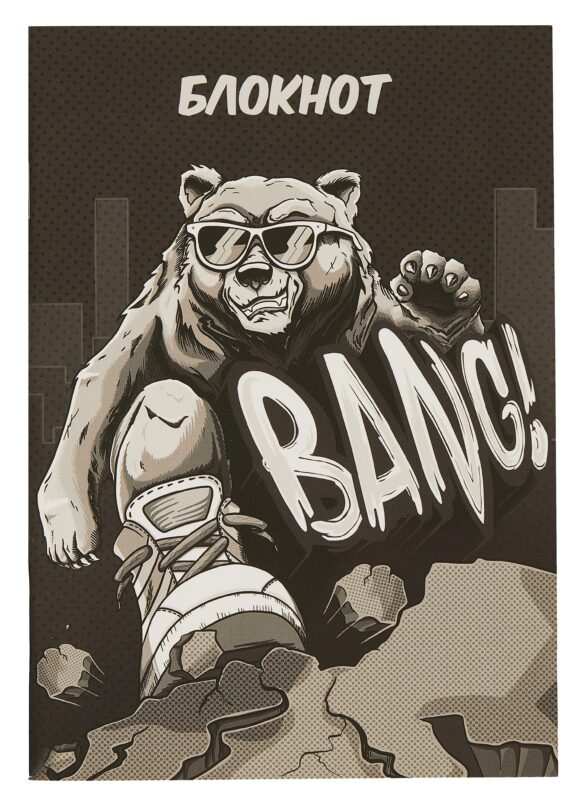 Блокнот в линейку Феникс+, "Крутой гризли", А6, 40 листов