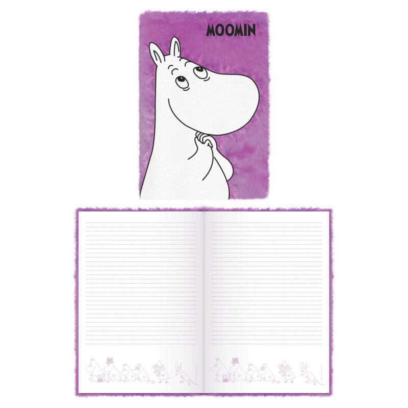 Книга для записей А5 80 листов, линейка, "Moomin" с мехом и патчем
