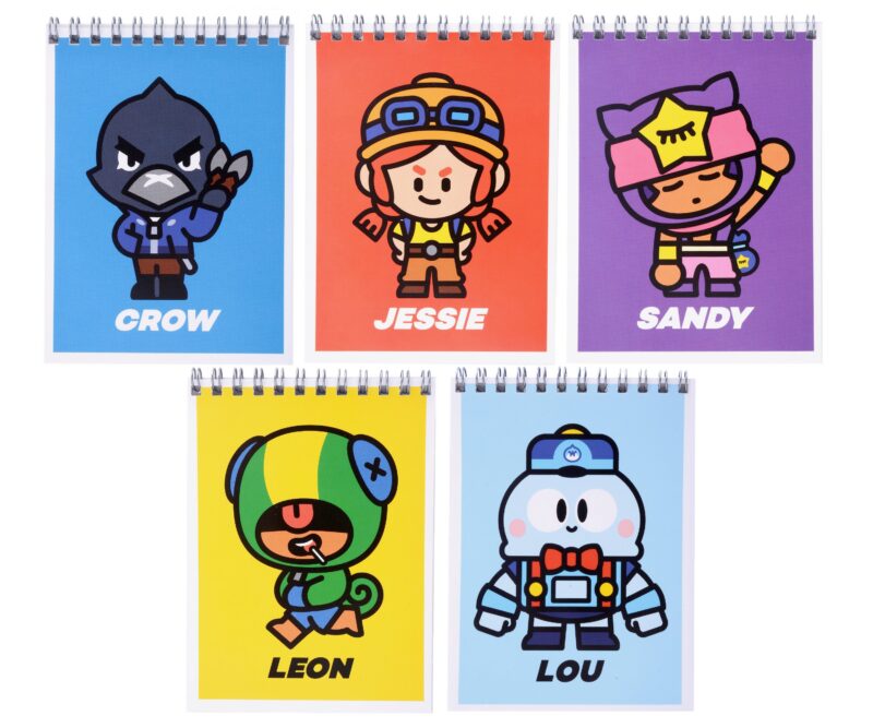 Блокнот А6 40 листов, нелинованный, "Lou, Crow, Sandy, Jessie, Leon" спираль, в ассортименте