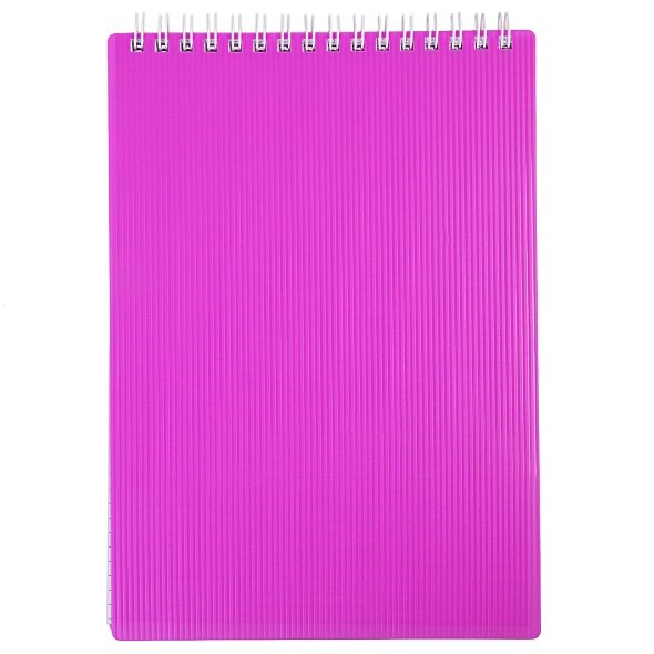Блокнот А5 80л кл. "LINE NEON" розовый, пласт.обл, спираль