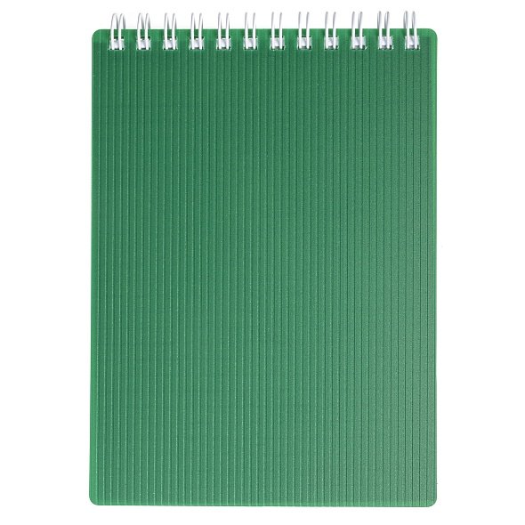 Блокнот А6 80л кл. "VELVET" зеленый, пласт.обл, спираль