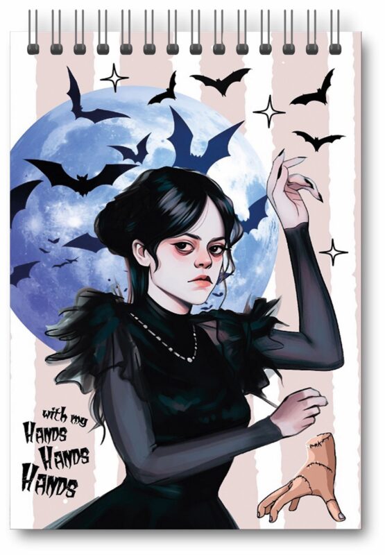 Блокнот А6 60 листов, клетка, "Вэнсдэй Коллаж" гребень