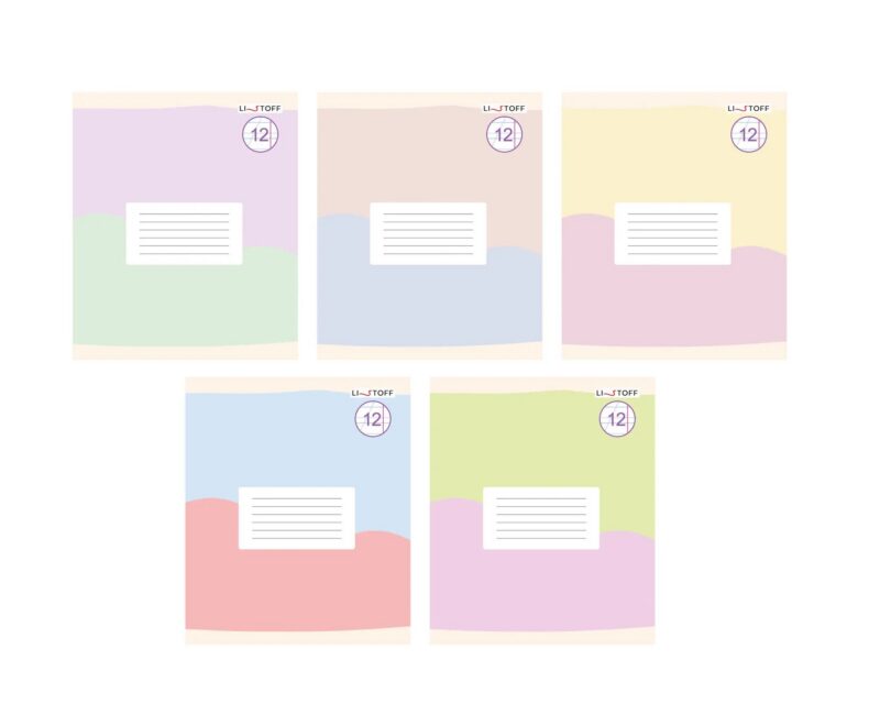 Тетрадь в косую линейку Listoff, "Моя тетрадь (Универсальная плашка)", 12 листов, в ассортименте