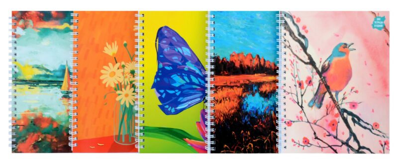 Тетрадь в клетку Listoff, "Живописный микс", 96 листов, в ассортименте