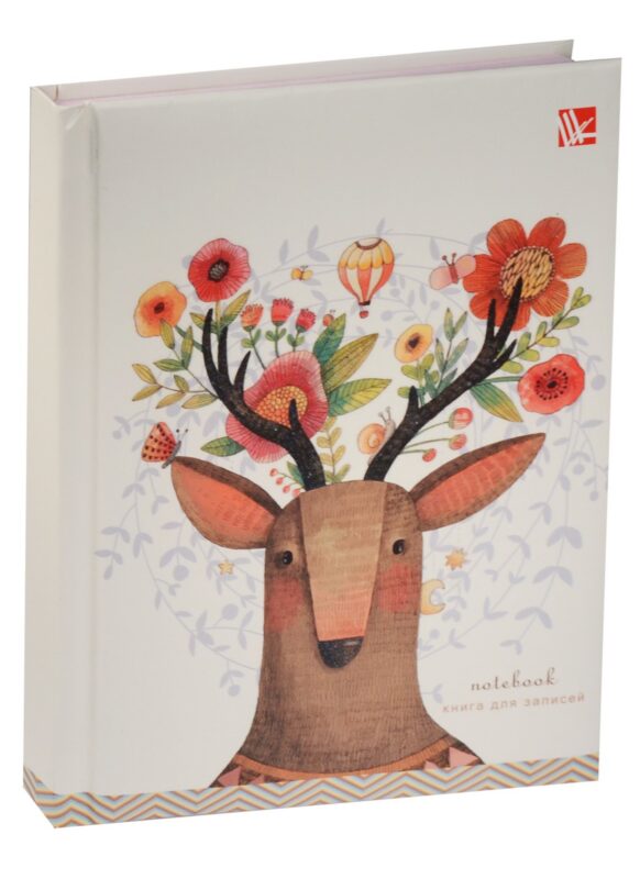 Записная книжка А6 80л "Сказочный олень" 7БЦ, с поролоном, мат.лам., блестки, Listoff