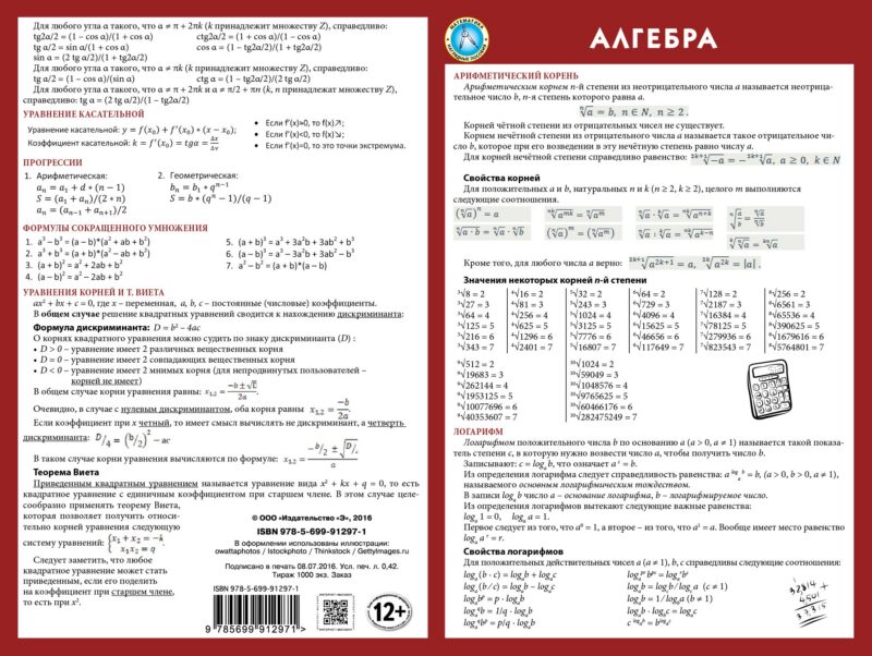 Алгебра: наглядное пособие