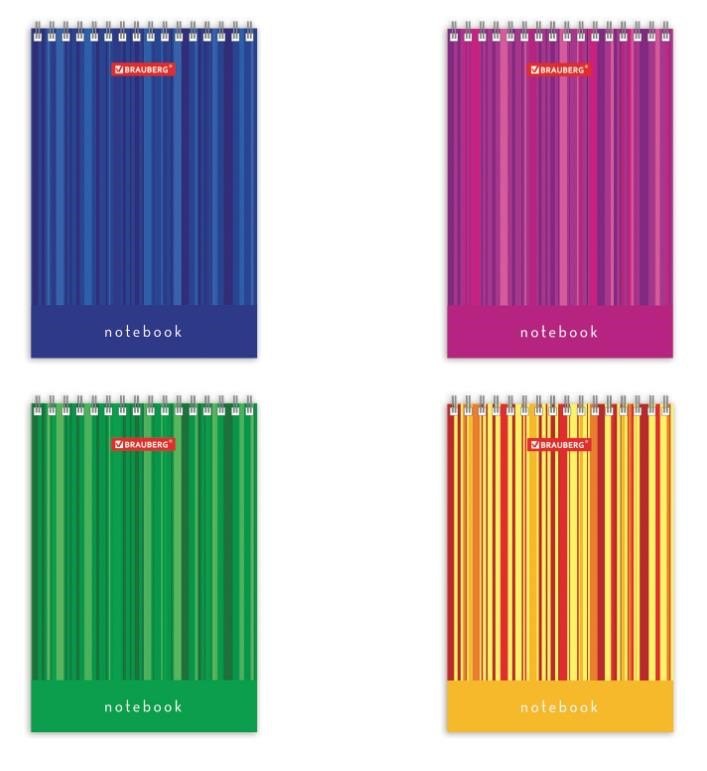 Блокнот А6 40л кл. "Полоски" гребень, картон, BRAUBERG
