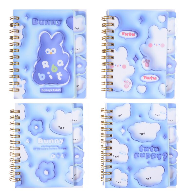 Записная книжка А7 70л "Зайчики" карт.обл., спираль, карт.разделители, ассорти