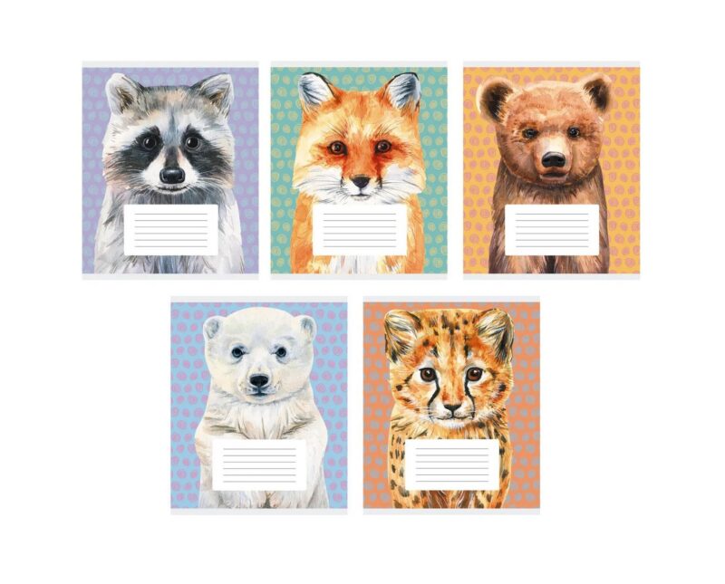 Тетрадь в клетку Listoff, "Зверята (Универсальная плашка)", 24 листа, в ассортименте