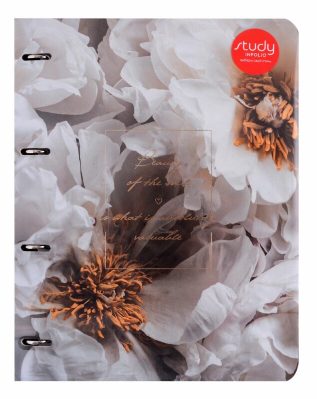 Тетрадь на кольцах в клетку InFolio, "Beauty. Цветы", 120 листов
