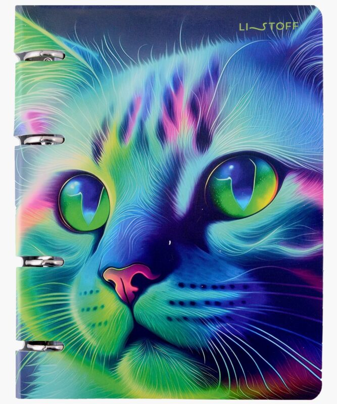 Тетрадь на кольцах в клетку Listoff, "Кот", 100 листов