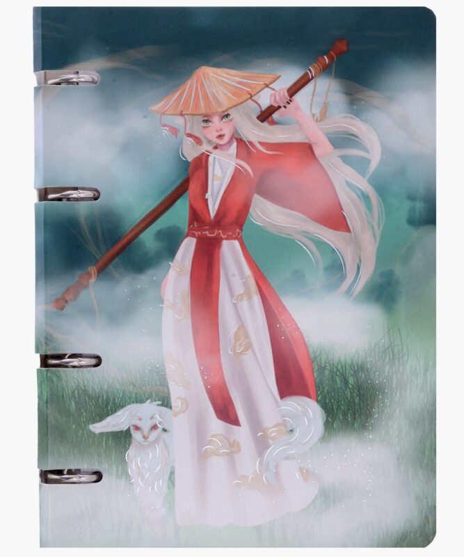 Тетрадь на кольцах в клетку Listoff, "Девушка в кимоно (Эксклюзив)", 100 листов