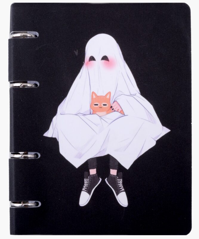 Тетрадь 120л "Милое приведение (Эксклюзив)" на кольцах, мел.картон, ламинация Glitter, квадр.корешок, скругл.углы