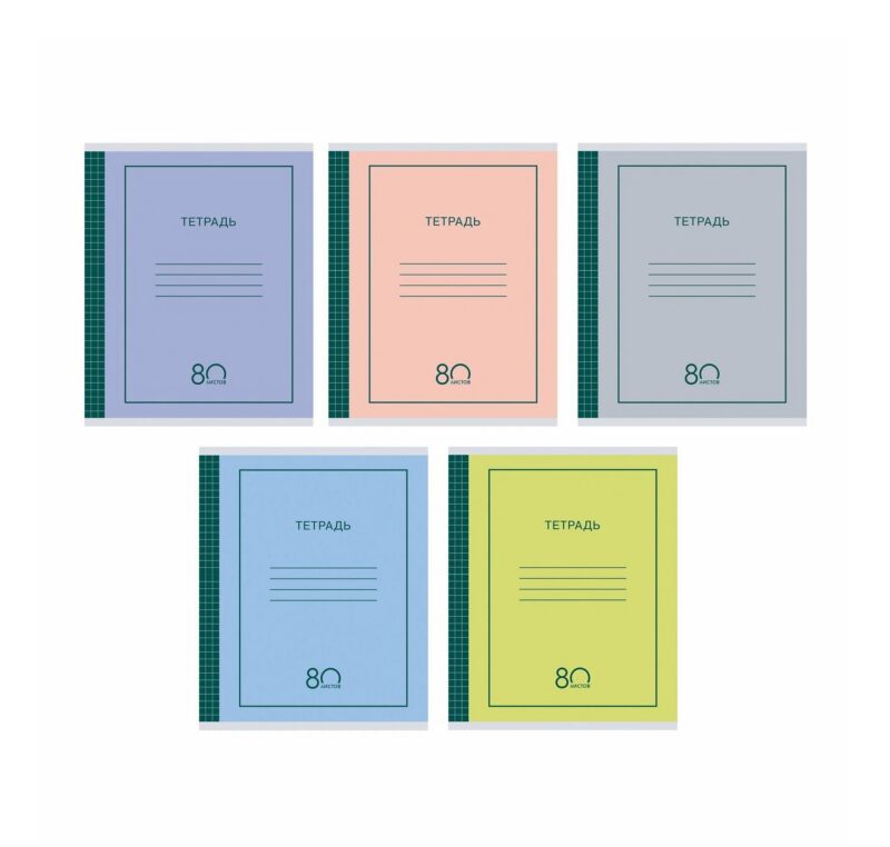 Тетрадь в клетку Listoff, Simple design, 80 листов, в ассортименте