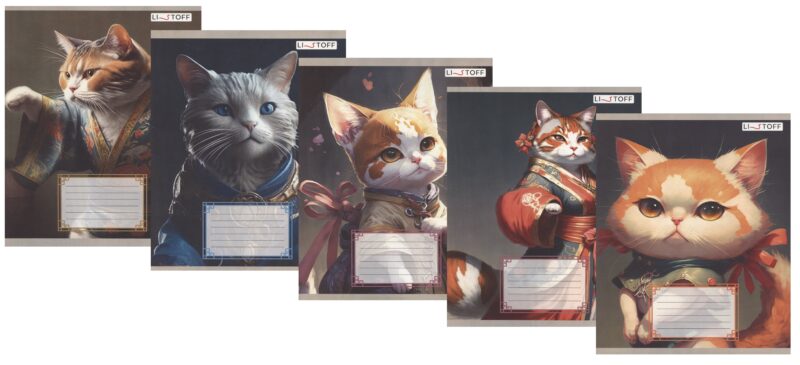 Тетрадь в клетку Listoff, "Котики", 24 листа, в ассортименте