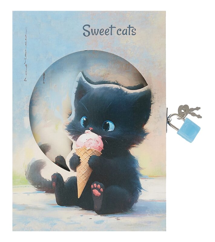 Записная книжка А6+ 50л "Чувиляева. Sweet cat" в коробке с замочком