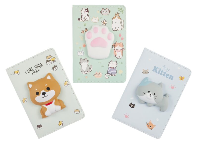 Книга для записей А5 80л кл. "Животные", декор.элемент - мялка, ассорти, инд.уп.