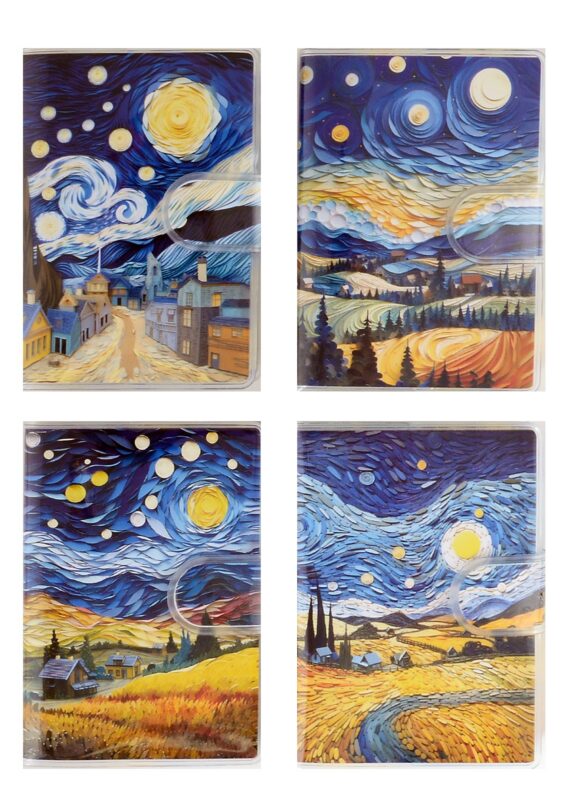Записная книжка А7 70л лин "Звездная ночь, акварель" ПВХ-обл., ассорти