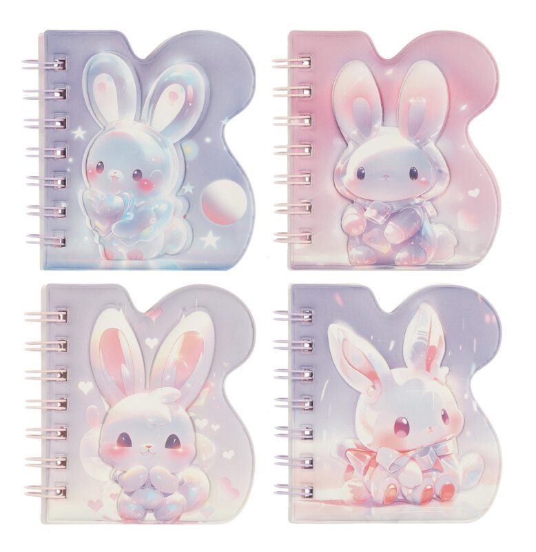 Записная книжка А6- 80 листов в линейку "Зайка", спираль, в ассортименте