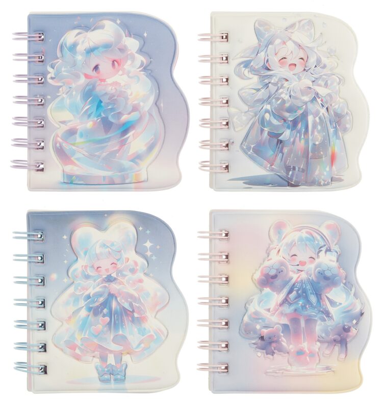 Записная книжка А6- 80 листов в линейку, "Фея" дутая фигурная ПВХ-обложка, на спирали, в ассортименте