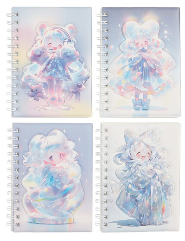 Записная книжка А6 80 листов в линейку, "Фея" дутая ПВХ-обложка, на спирали, в ассортименте