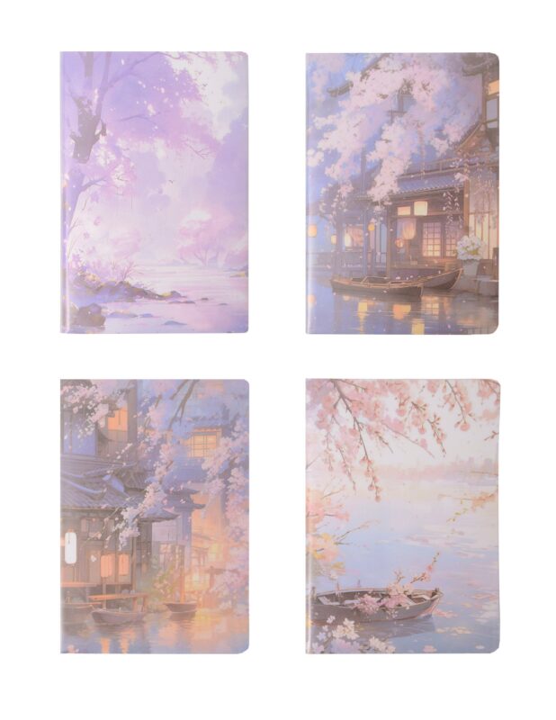 Записная книжка А7 80л лин. "Пейзажи Азии" в ПВХ-обложке, тонир.внутр.блок, ассорти