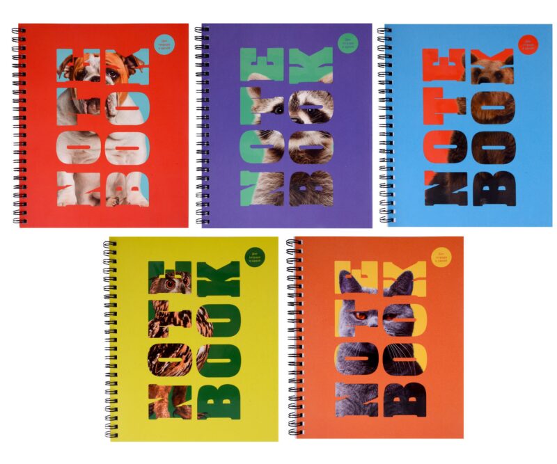 Тетрадь 96л кл. "Зоо микс" гребень, мел.картон, выб.лак. 2-я обложка-разделитель: мел.картон, ассорти