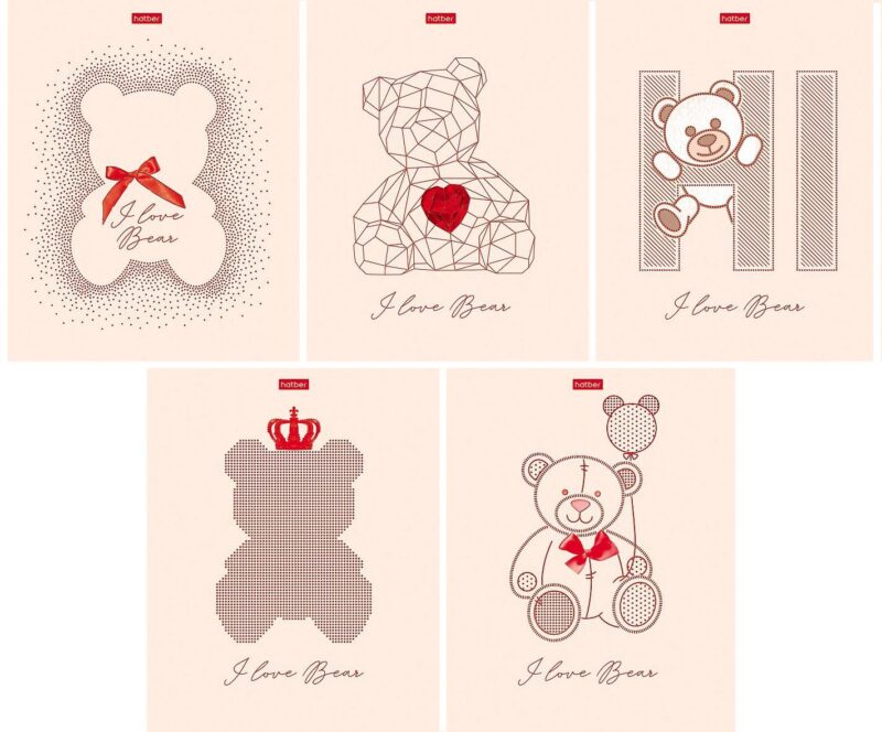 Тетрадь в клетку Hatber, "Любимые медвежата", 48 листов, в ассортименте