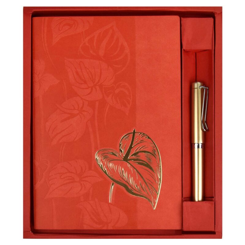 Ежедневник недат. А5 120л "Виннер" коралловый + ручка шариковая, мягк.переплет, тиснение фольгой, блинтовое тиснение, офсет, ляссе, подар.упаковка