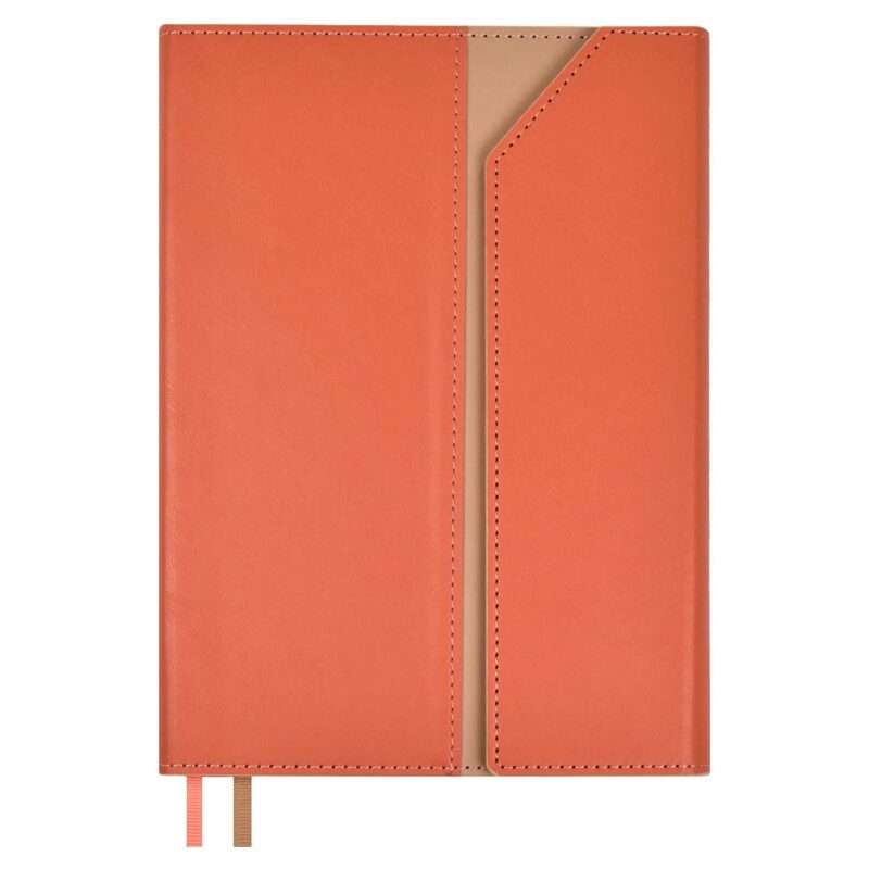 Ежедневник недат. А5 160л "Каветти" коралловый, кожзам, тв.переплет, блинтовое тиснение, магнит.клапан, офсет, ляссе