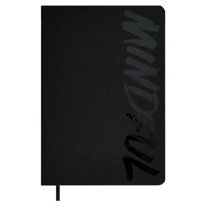 Ежедневник недат. А5 160л "Софт-тач" черный, кожзам, тв.переплет, декор УФ лак, офсет, ляссе