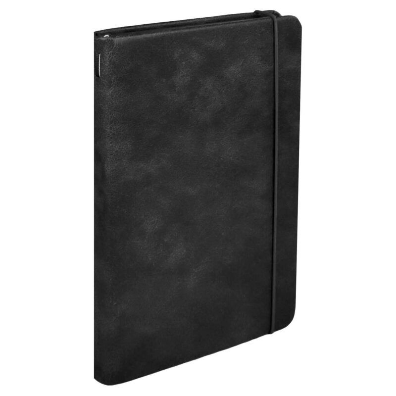 Ежедневник недат. А5 160л "Граниссо" черный, кожзам, тв.переплет, застежка-резинка, карман, тонир.блок, ляссе