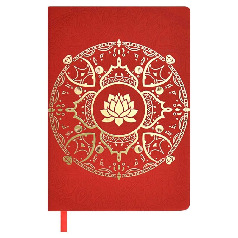 Ежедневник недат. А5 160л "Софт-тач. Арт-терапия" красный, кожзам, тв.переплет, тиснений фольгой, конгревное блинтовое тиснение, антистресс-раскраска, офсет, ляссе, подар.упаковка