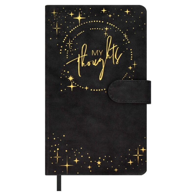 Ежедневник недат. А6+ 120л "Тиволи глосс" черный, кожзам, тв.переплет, тиснение фольгой, магнит.клапан, офсет, ляссе