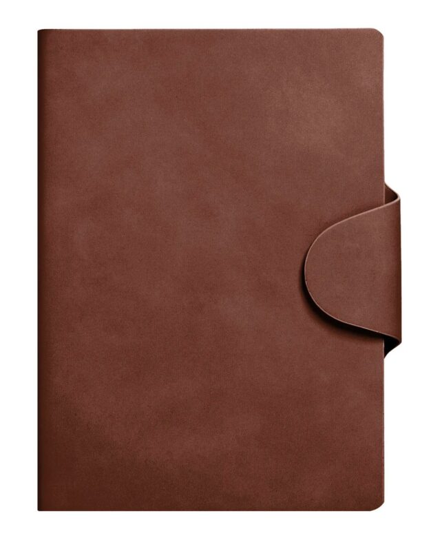 Ежедневник недат. А5 136л "Snap book" коричневый, 7Б, тв.переплет, иск.кожа, термотиснение, магнит.клапан, скругл.углы, офсет, ляссе, инд.уп