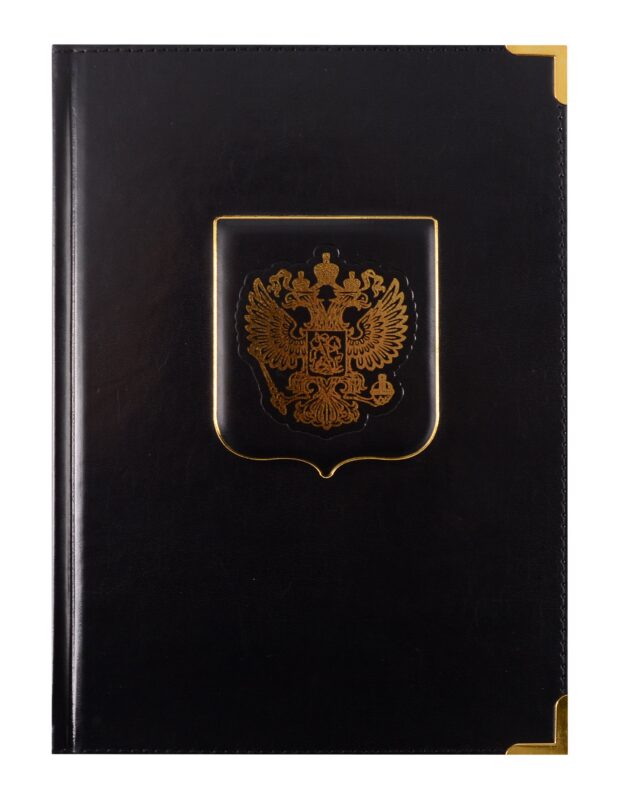 Ежедневник недат. А5+ 152л "PATRIOT" черный, 7Б, тв.переплет, иск.кожа, тисн.фольгой, конгрев, тонир.блок, мет.уголки, ляссе, инд.уп