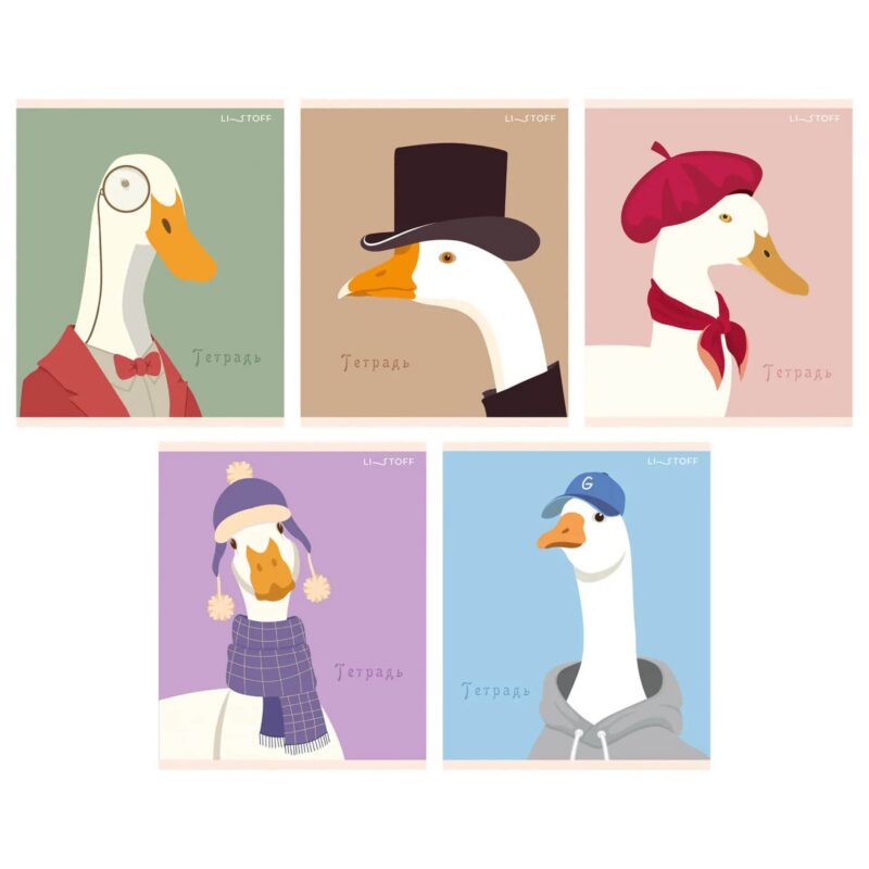 Тетрадь в клетку "Дамы и ГУСЬпода", 48 листов, скрепка, в ассортименте