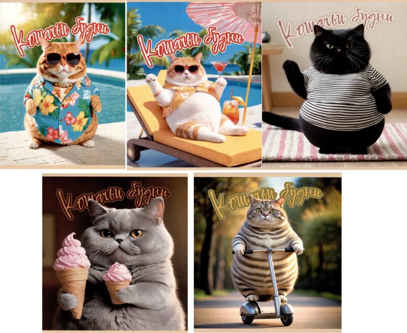 Тетрадь в клетку "Кошачьи будни", 48 листов, в ассортименте