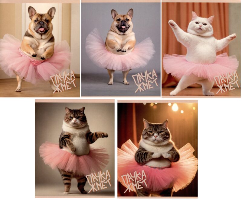 Тетрадь 48л кл. "Пушистый балет" карт.обл, ламинация, скрепка, ассорти