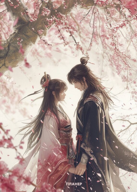 Планер недат. А4 36л "Любовь под цветущей вишней" скоба, вертик.