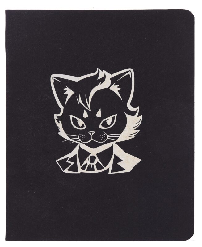 Тетрадь 48л кл. "TOTAL BLACK. Cat and mouse" цветной диз.картон, тиснение фольгой, гологр.линза, ассорти