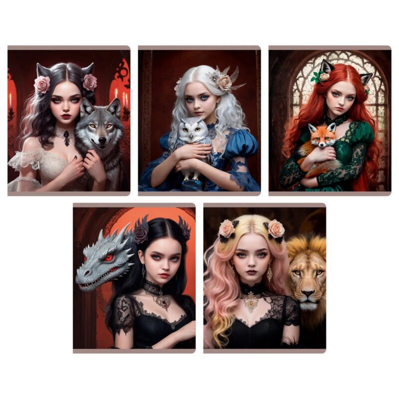 Тетрадь 96л кл. "Witches" мел.картон, ламинация Glitter, ассорти