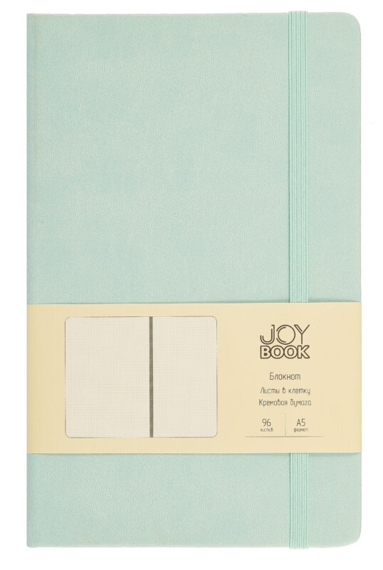 Книга для записей А5 96л кл. "Joy Book. Сахарный лед" иск.кожа, тонир.блок, скругл.углы, ляссе, резинка, карман на задн.форзаце