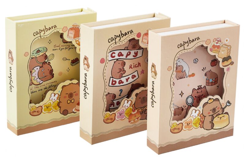 Записная книжка А6+ 46л лин. "Yummy Capybara" карт.коробка с замочком, ассорти