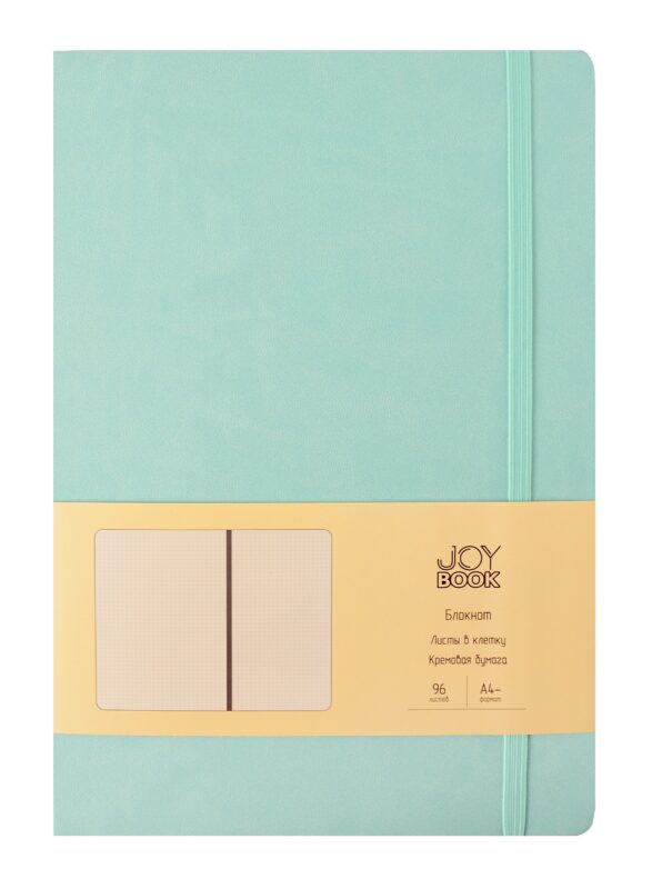 Книга для записей А4- 96л кл. "Joy Book. Сахарный лед" иск.кожа, тонир.блок, скругл.углы, ляссе, резинка